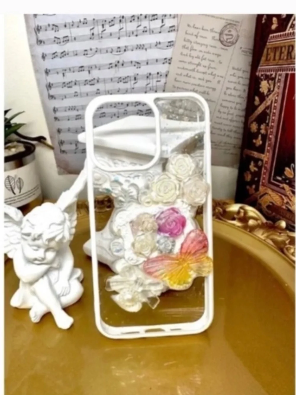 iPhone 13pro butterfly or rabbit or piggy Phone Case, Handmade cartoon case